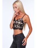 Lace top with zipper, black ZZ263 - Online store - Boutique